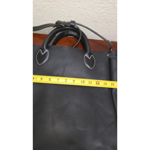 WP Standard Black Leather Tote Bag Dual Handles & Adjustable Shoulder Strap Size - Picture 6 of 9